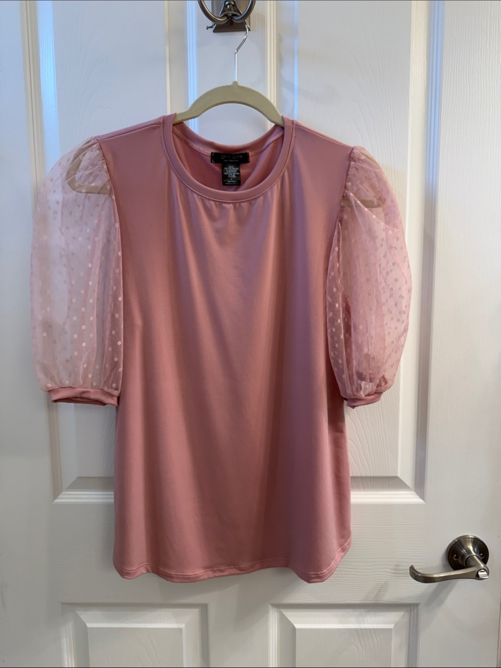 Polka Dot Puff Sleeve Top - Mauve